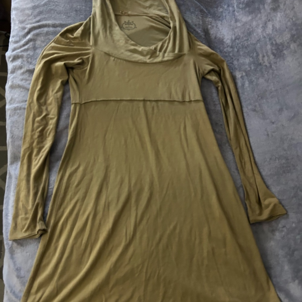 PrAna Olive Green Scoop Neck Hooded Dress
